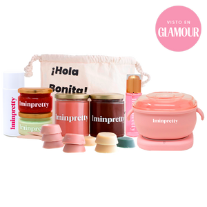 Kit 1minpretty: 2 tarros de cera + fundidor + refill + exfoliante + crema pepino + agua rosas + talco para depilar con envío gratis mx