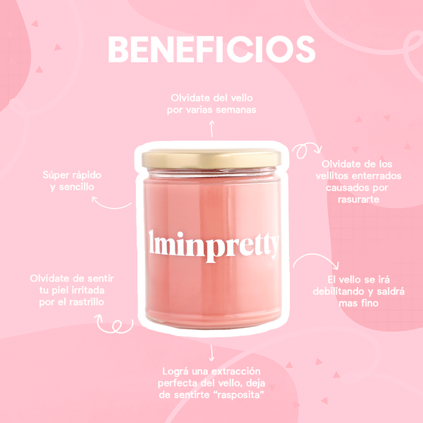 Kit 1minpretty: 2 tarros de cera + fundidor + refill + extras + talco para depilar con envío gratis mx